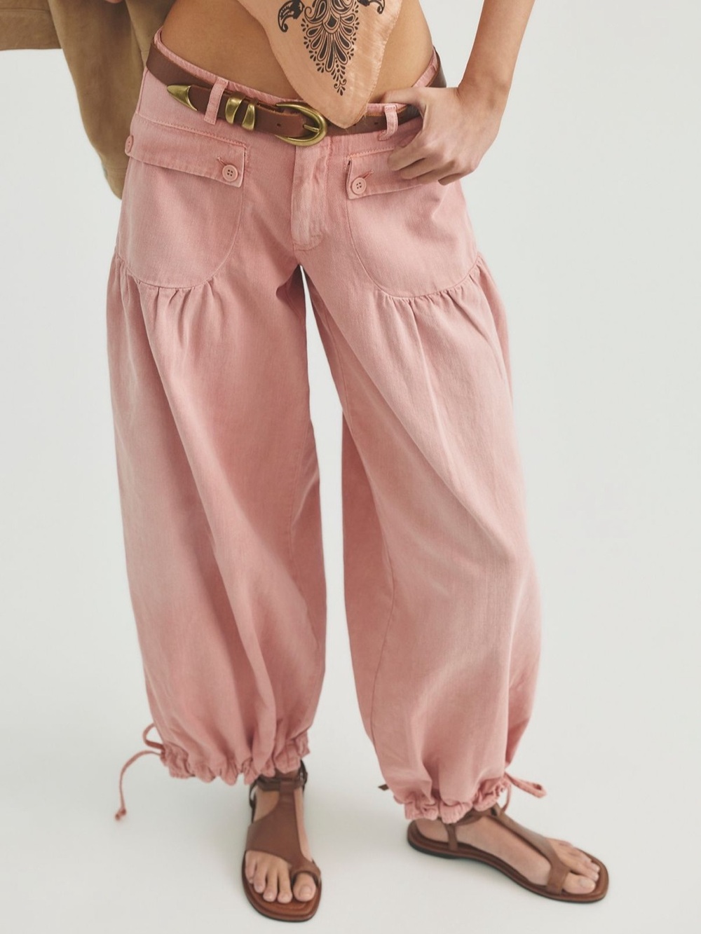 Pink We The Free Lotus Balloon Jeans
